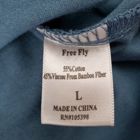 Free Fly Bamboo Blend Pocket Polo Shirt Size Large in Blue - Picture 2 of 7